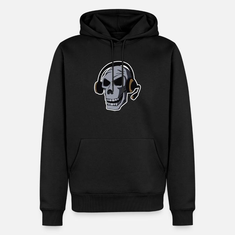 Crâne de gamer - Sweat à capuche Premium bio Homme - noir