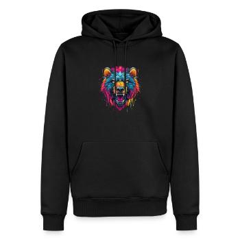 Ours en colère, Graffity Style, Grizzly, Fort - Sweat à capuche Premium bio Homme - noir - Devant - Nico (187cm)
