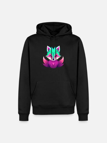 Minimalgrün und magentafarbener Fuchs - Männer Premium Bio Hoodie - Schwarz