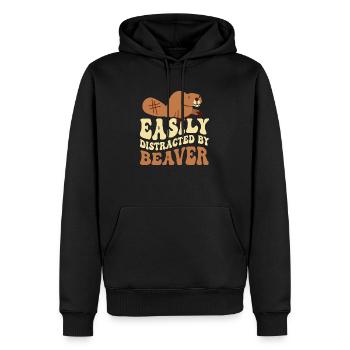 Facilement distrait par le castor animal rongeur - Sweat à capuche Premium bio Homme - noir - Devant - Nico (187cm)