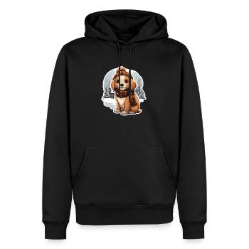 Chien avec chapeau et écharpe - Sweat à capuche Premium bio Homme - noir - Devant - Nico (187cm)