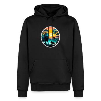 lion, lionceau et jungle - Sweat à capuche Premium bio Homme - noir - Devant - Nico (187cm)