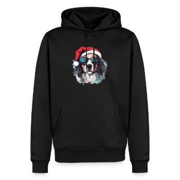 Chien de Noël Golden Retriever magique dans la neige - Sweat à capuche Premium bio Homme - noir - Devant - Nico (187cm)