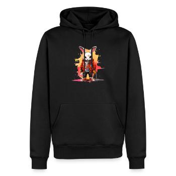 Hip-Hop Hopper : T-shirt lapin Streetwise - Sweat à capuche Premium bio Homme - noir - Devant - Nico (187cm)