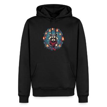 Racoon avec des ratons laveurs Xmas Elements - Sweat à capuche Premium bio Homme - noir - Devant - Nico (187cm)