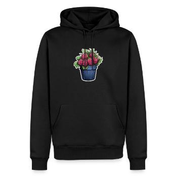 Himbeere Topfpflanze - Männer Premium Bio Hoodie - Schwarz - Vorne - Nico (187cm)