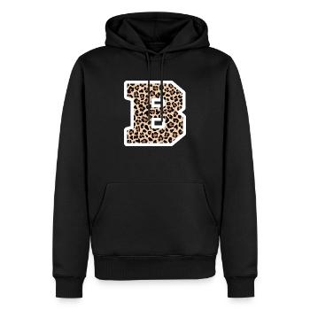 lettre B motif léopard -idée cadeau d’anniversaire - Sweat à capuche Premium bio Homme - noir - Devant - Nico (187cm)