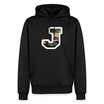 Buchstabe J Militärische Tarnung - Geschenkidee - Männer Premium Bio Hoodie - Schwarz - Vorne - Nico (187cm)
