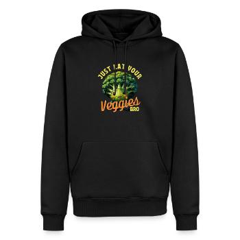 Eat veggies buddy! - Men’s Premium Organic Hoodie - black - Front - Nico (187cm)