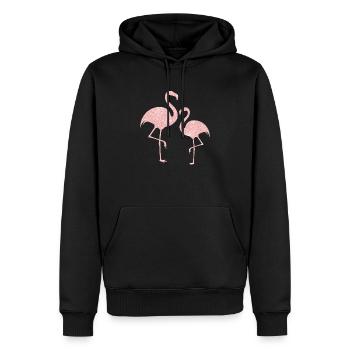 Glitzer Rosa Flamingo - Männer Premium Bio Hoodie - Schwarz - Vorne - Nico (187cm)