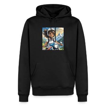 Motorrad Fahrerin auf Tour - Männer Premium Bio Hoodie - Schwarz - Vorne - Nico (187cm)