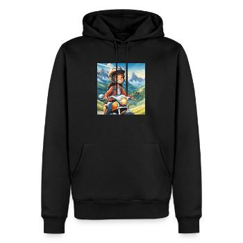 Motorrad Tour Bayern - Männer Premium Bio Hoodie - Schwarz - Vorne - Nico (187cm)