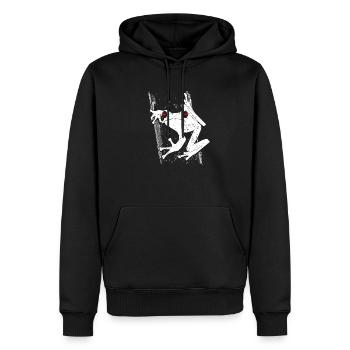 Frosch - Männer Premium Bio Hoodie - Schwarz - Vorne - Nico (187cm)