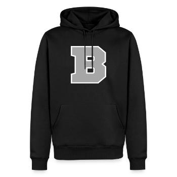Buchstabe b sport - Männer Premium Bio Hoodie - Schwarz - Vorne - Nico (187cm)