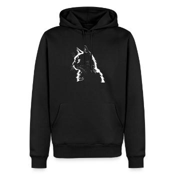 Chat, Motif De Chat - Sweat à capuche Premium bio Homme - noir - Devant - Nico (187cm)