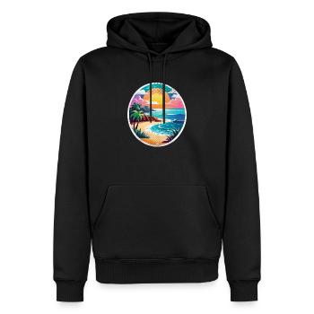 plage vacances soleil mer - Sweat à capuche Premium bio Homme - noir - Devant - Nico (187cm)