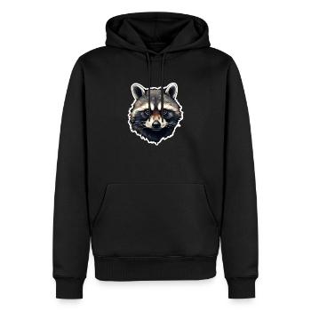 Tête de raton laveur - Sweat à capuche Premium bio Homme - noir - Devant - Nico (187cm)