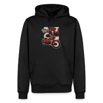 Moineau (rouge) // Illustration - Sweat à capuche Premium bio Homme - noir - Devant - Nico (187cm)