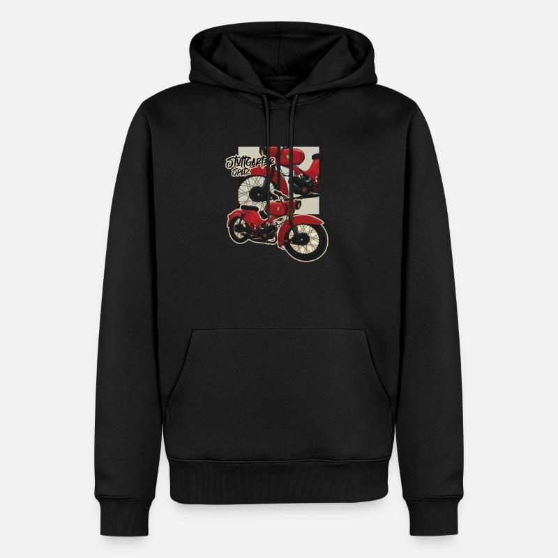 Spatz (rot) // Illustration - Männer Premium Bio Hoodie - Schwarz