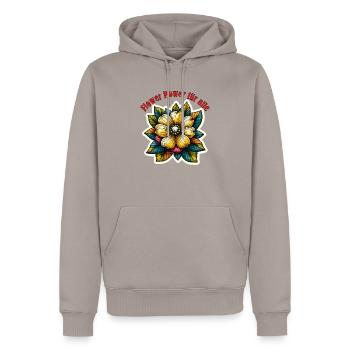 Flower Power - Männer Premium Bio Hoodie - Taupe - Vorne - Nico (187cm)