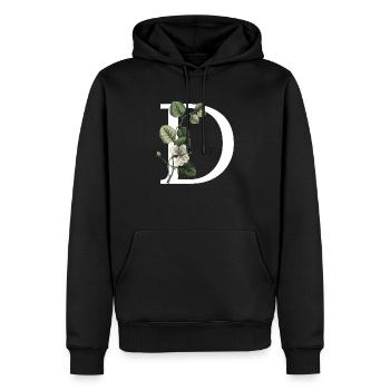 lettre d botanique vert - Sweat à capuche Premium bio Homme - noir - Devant - Nico (187cm)