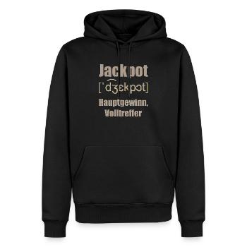 jackpot - Männer Premium Bio Hoodie - Schwarz - Vorne - Nico (187cm)
