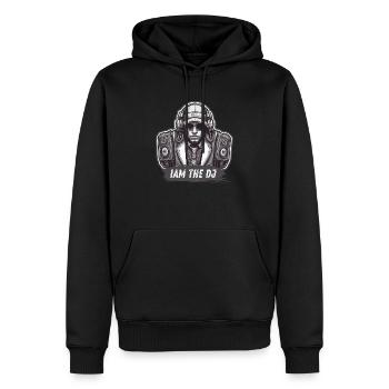Urbanes DJ-Logo - Männer Premium Bio Hoodie - Schwarz - Vorne - Nico (187cm)