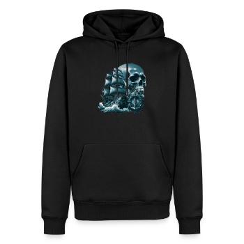 Piraten - Männer Premium Bio Hoodie - Schwarz - Vorne - Nico (187cm)