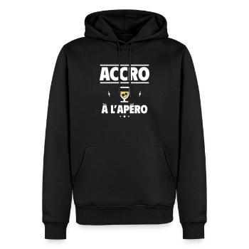 accro à l'apéro, humour - Sweat à capuche Premium bio Homme - noir - Devant - Nico (187cm)