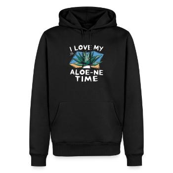 Pflanzenspaß und Zeit für mich - Männer Premium Bio Hoodie - Schwarz - Vorne - Nico (187cm)