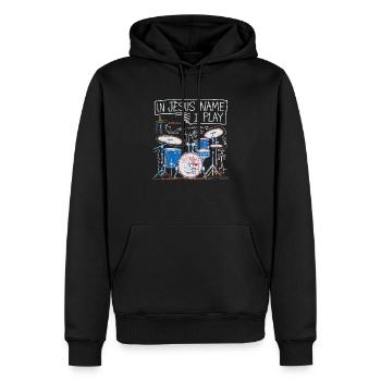 Rhythm for faith - Men’s Premium Organic Hoodie - black - Front - Nico (187cm)