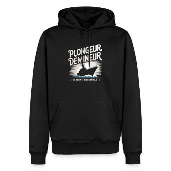 Plongeur Démineur Marine Nationale - Sweat à capuche Premium bio Homme - noir - Devant - Nico (187cm)