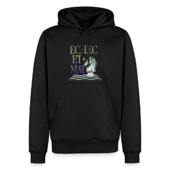 Echec et Mat - Sweat à capuche Premium bio Homme - noir - Devant - Nico (187cm)