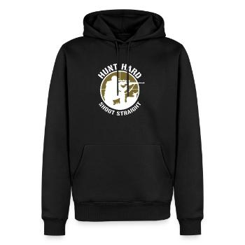 Chasse acharnée straight_1 - Sweat à capuche Premium bio Homme - noir - Devant - Nico (187cm)