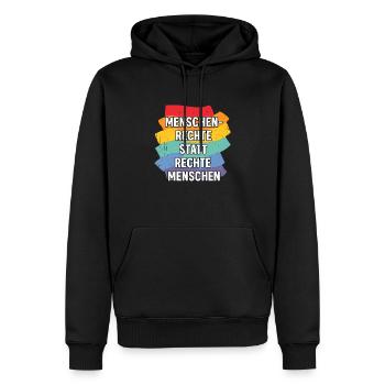 Les droits de l’homme plutôt que les gens de droite - Sweat à capuche Premium bio Homme - noir - Devant - Nico (187cm)