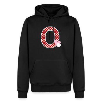 Buchstabe o Herz - Männer Premium Bio Hoodie - Schwarz - Vorne - Nico (187cm)
