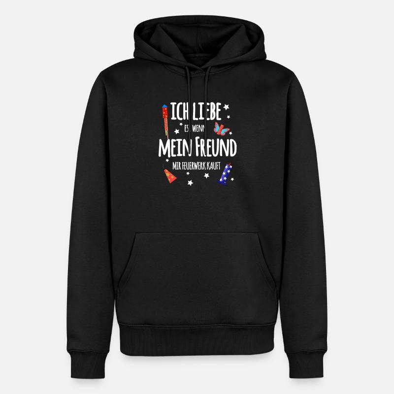 Pyro Freund - Männer Premium Bio Hoodie - Schwarz