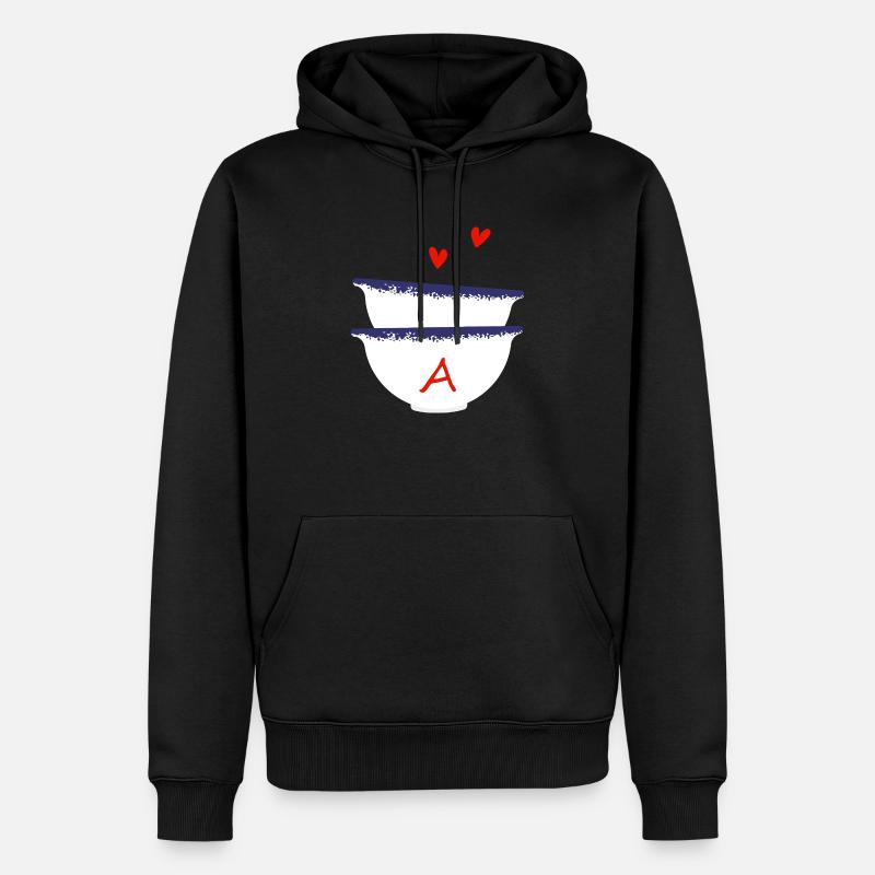 Lettre A bols breton - Sweat à capuche Premium bio Homme - noir