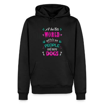 Un monde meilleur avec moins de gens et plus de gens - Sweat à capuche Premium bio Homme - noir - Devant - Nico (187cm)