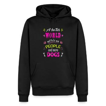 Un monde meilleur avec moins de gens et plus de gens - Sweat à capuche Premium bio Homme - noir - Devant - Nico (187cm)