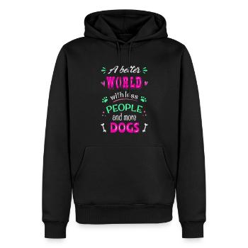 Un monde meilleur avec moins de gens et plus de Hu - Sweat à capuche Premium bio Homme - noir - Devant - Nico (187cm)