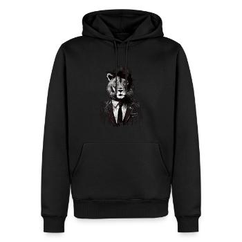 Lion Gangster - Sweat à capuche Premium bio Homme - noir - Devant - Nico (187cm)
