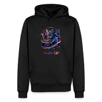 Audio Cat - Männer Premium Bio Hoodie - Schwarz - Vorne - Nico (187cm)