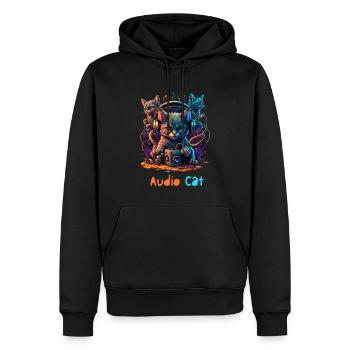 Audio Cat - Männer Premium Bio Hoodie - Schwarz - Vorne - Nico (187cm)