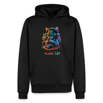 Audio Cat - Männer Premium Bio Hoodie - Schwarz - Vorne - Nico (187cm)