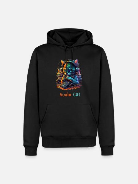 Audio Cat - Men’s Premium Organic Hoodie - black