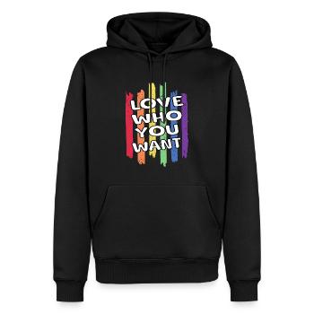 love who you want - Männer Premium Bio Hoodie - Schwarz - Vorne - Nico (187cm)