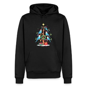 Budgie Bird Christmas Tree Christmas - Men’s Premium Organic Hoodie - black - Front - Nico (187cm)
