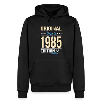 40 Jahre Jubiläum - Original seit 1985 - Männer Premium Bio Hoodie - Schwarz - Vorne - Nico (187cm)
