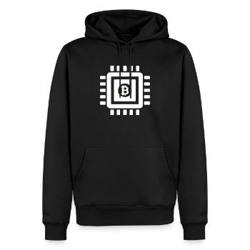 Bitcoin processor - Sweat à capuche Premium bio Homme - noir - Devant - Nico (187cm)